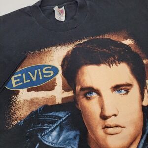 Elvis Presley Big Face Fruit of The Loom Black Vintange T-Shirt Size XL‎